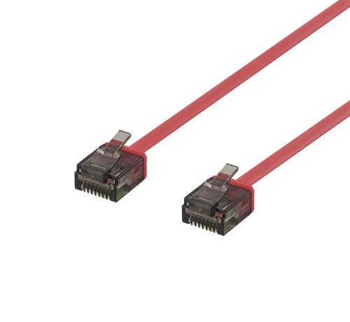 U/UTP Cat6a -laitekaapeli, Litteä, 2 M, Ainoastaan 1 Mm Paksu, 500 MHz, Punainen