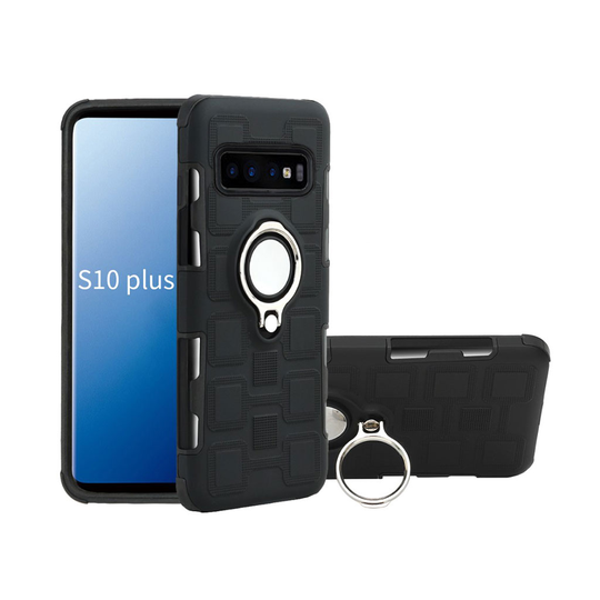 Samsung Galaxy S10 Plus geometrinen kuosi hybrid suojakotelo - Musta