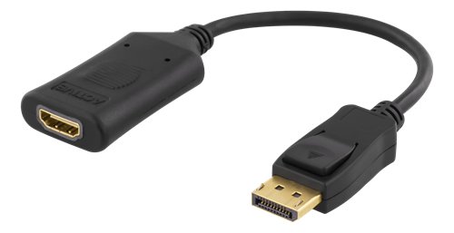 DisplayPort - HDMI 2. 0b -sovitin, Aktiivinen, Tukee 4K 60 Hz, HDCP, 3D, 0,1 M, Musta