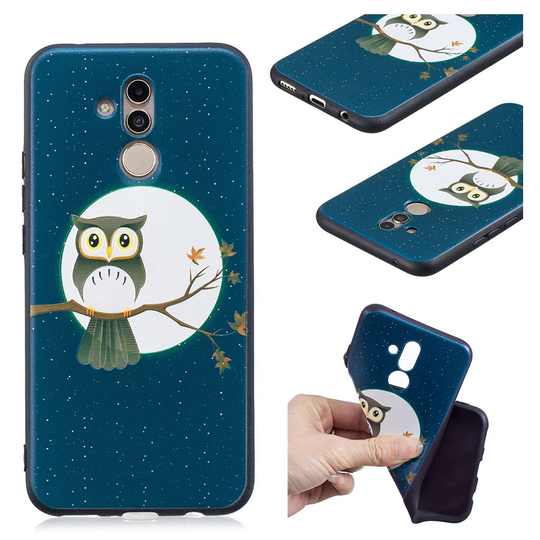 Huawei Mate 20 Lite kohokuviollinen pehmeä silikooni muovinen takasuoja kuori - Pöllö Haaralla