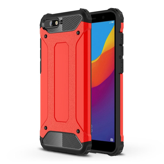 Huawei Y6 (2018) Kilpi Kova Muovi Ja TPU Hybriidi Suoja Kuori - Punainen