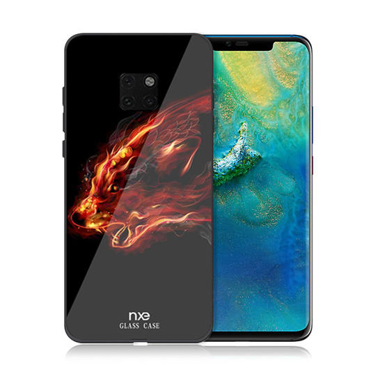 Huawei Mate 20 Pro NXE takasuoja kuori karkaistusta lasista sekä silikooni muovista kuva motiivilla - Lohikäärme