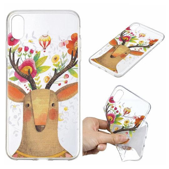 iPhone Xs Max pattern printing gel case - Flowered Elk
