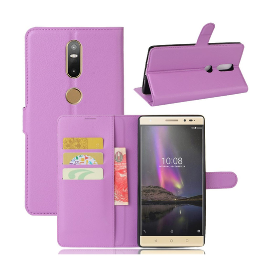 Lenovo Phab 2 Plus Litsi Kuvioinen Nahkakotelo Standillä - Violetti