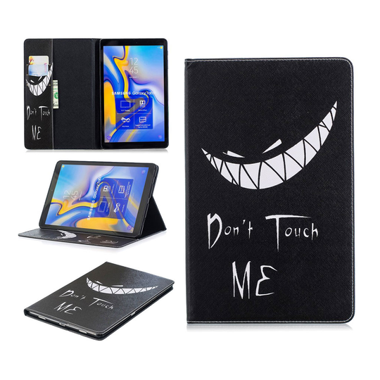 Samsung Galaxy Tab A 10.5 kuviollinen seisova mallinen synteetti nahkainen suojakotelo missä kortti paikat - Varoitusteksti