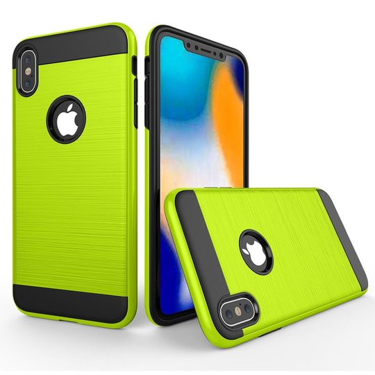 iPhone 9 Plus Harjattu Pintainen Hybriidi Muovinen Takasuoja Kuori - Vihreä
