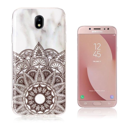 Samsung Galaxy J7 (2017) IMD Marmori Kuviollinen Joustava TPU Takasuoja Kuori - Mandala Kukka