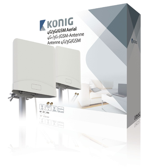 4G/3G/GSM-antenni jossa on 2 x 2 5 m:n kaapeli