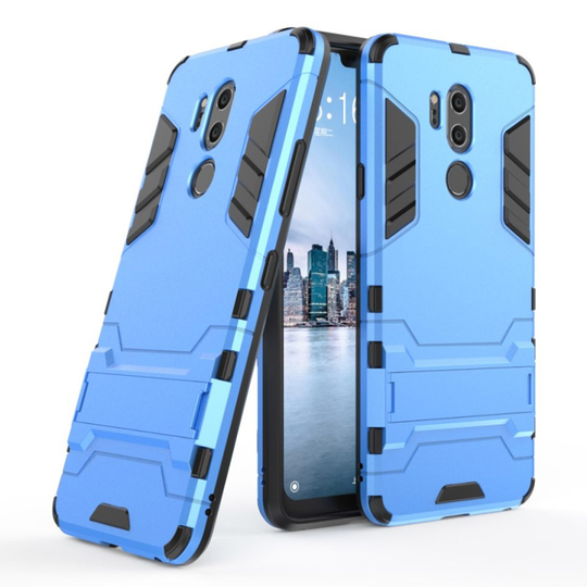 LG G7 ThinQ Cool Guard Takaosa Kuori Jalkatuella - Vaalean Sininen