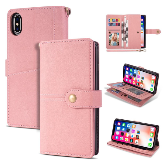 iPhone 9 Retro Tyylinen Monikäyttöinen Lompakko Suojakotelo - Pinkki