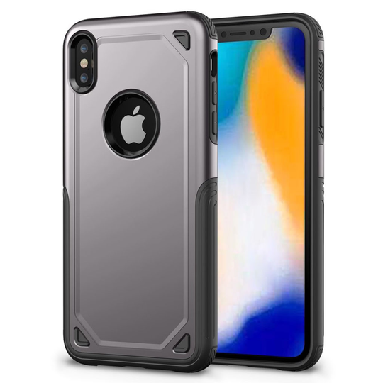 iPhone 9 Hybriidi Kova Ja Pehmeä Muovinen Takasuoja Kuori - Harmaa