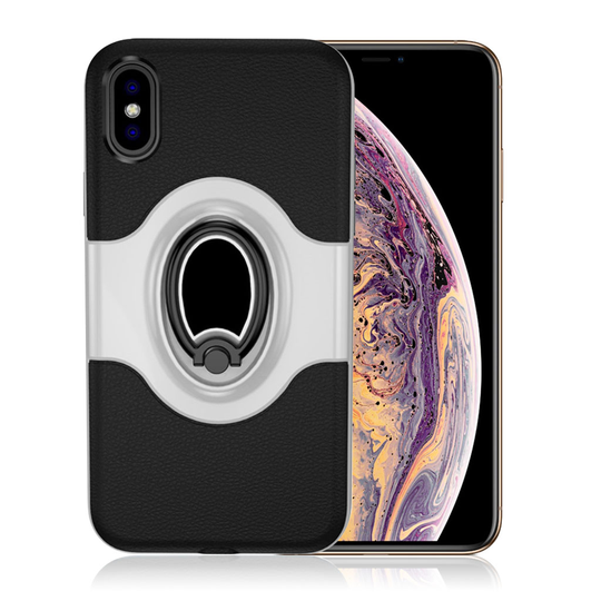 iPhone 9 Plus Hybriidi Muovi Yhdistelmä Takasuoja Kuori Sormirenkaalla - Hopea