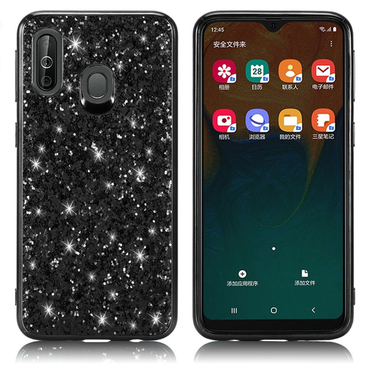 Glitter Samsung Galaxy A40 kuoret - Musta