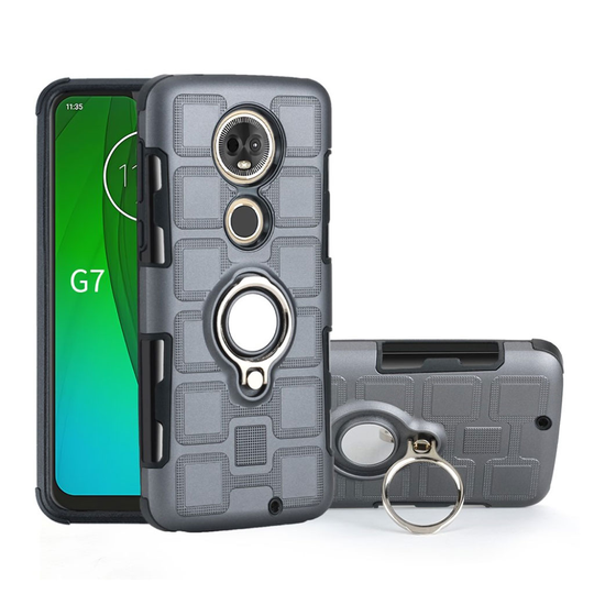 Motorola Moto G7 geometrinen hybrid suojakotelo - Harmaa