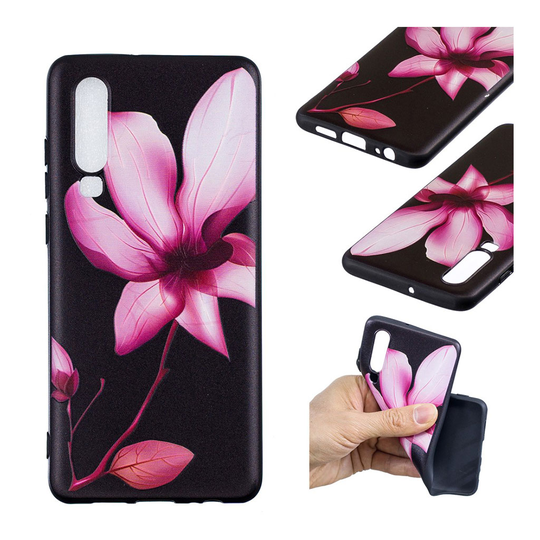 Huawei P30 kohokuvioitu kuosi pehmeä suojakotelo - Pinkki Kukka