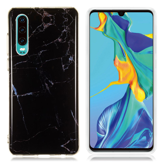 Huawei P30 marmori kuosinen joustava suojakotelo - Malli L