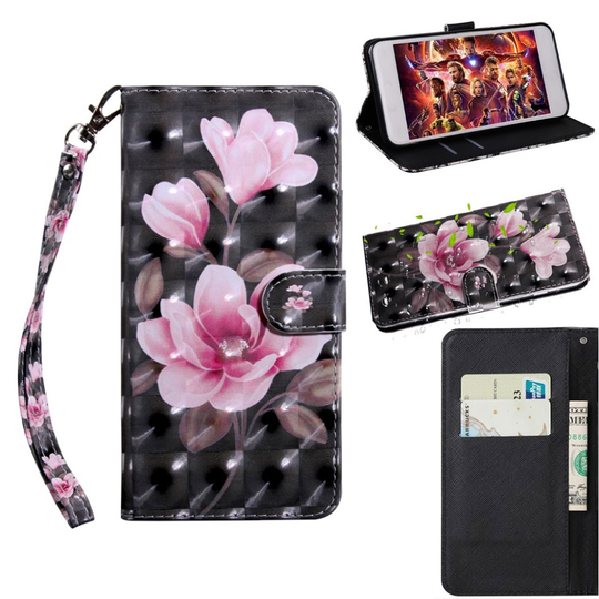 Huawei P30 Lite pattern leather case - Pink Flowers