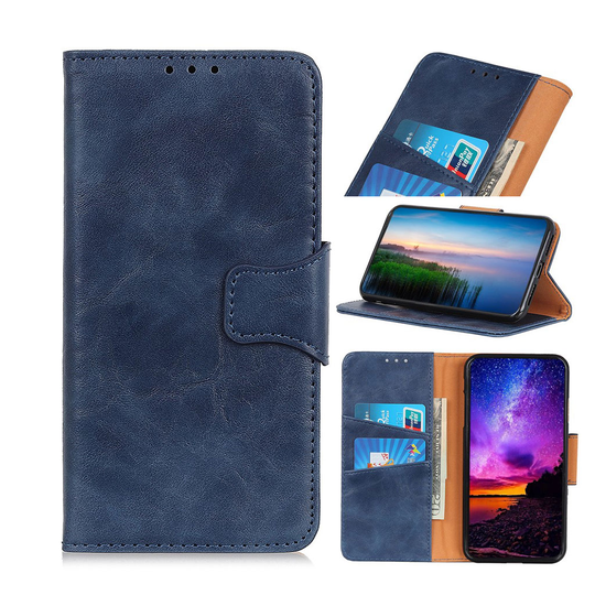 Crazy Horse Samsung Galaxy A20e split leather case - Blue