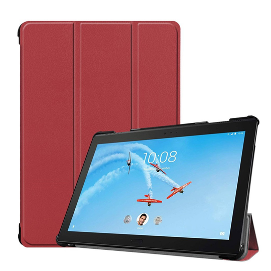 Lenovo Tab P10 tuki nahkainen flip suojakotelo - Viininpunainen