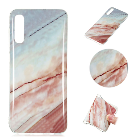 Marble Samsung Galaxy A50 kuoret - Sininen / ruusu marmori