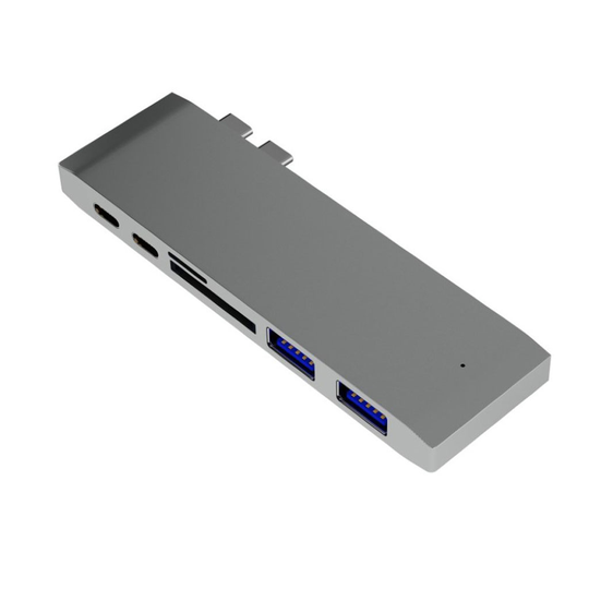 Universaali MacBook 6-in-1 kaksois USB tyyppi-C moniportti adapteri telakka - Harmaa