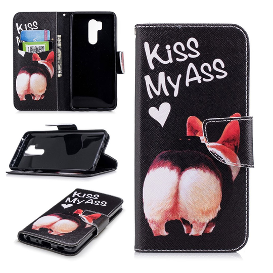 LG G7 ThinQ Kuviollinen Nahka Lompakko Suoja Kuori - Kiss My Ass