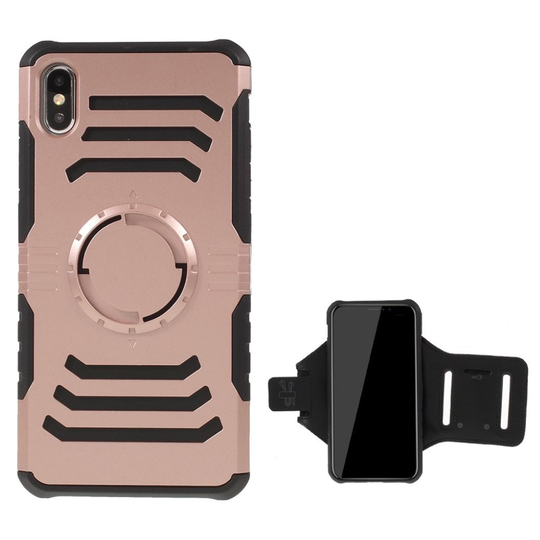 iPhone 9 Plus Hybriidi Muovi Yhdistelmä Takasuoja Kuori Magneetti Laatalla - Ruusu Kulta