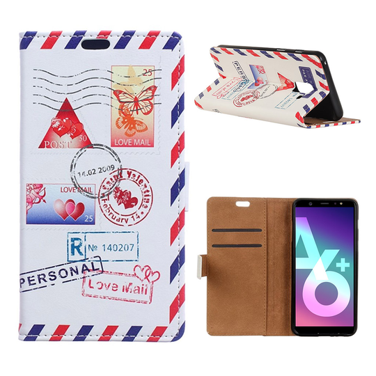 Samsung Galaxy A6 Plus Kuvio Nahka Lopmakko Kuori - Rakkausposti Kirjekuori