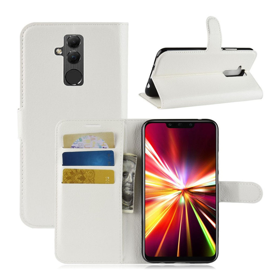 Huawei Mate 20 Lite Liitsihedelmä pintainen synteetti nahkainen muovi lompakko suojakotelo - Valkoinen
