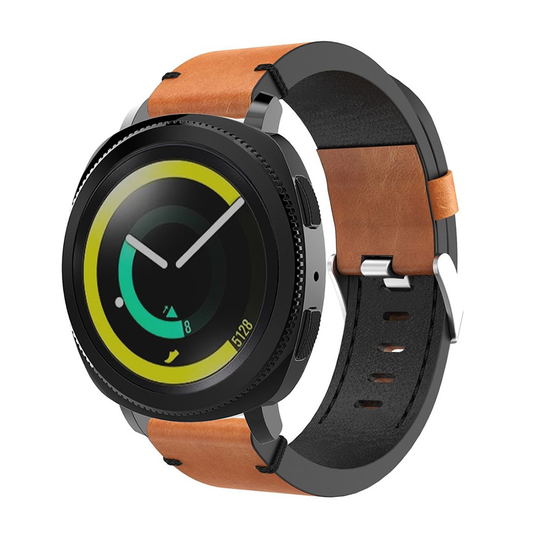 Samsung Gear Sport laadukas ranneke - Ruskea / Mustalla ompeleella