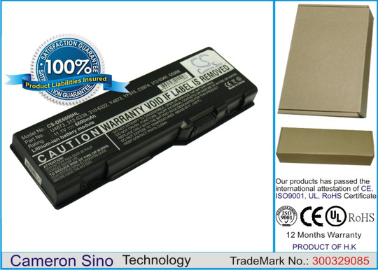 Dell Inspiron 6000 Inspiron 9200 Inspiron 9300 Inspiron 9400 Inspiron E1705 Inspiron XPS Gen 2 Inspiron M1710 Inspiron M1505 M1705 Precision M90 akku 6600 mAh