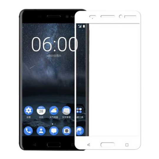 Nokia 6 Screen Cover in Hardened Glass (Full Coverage) (White)