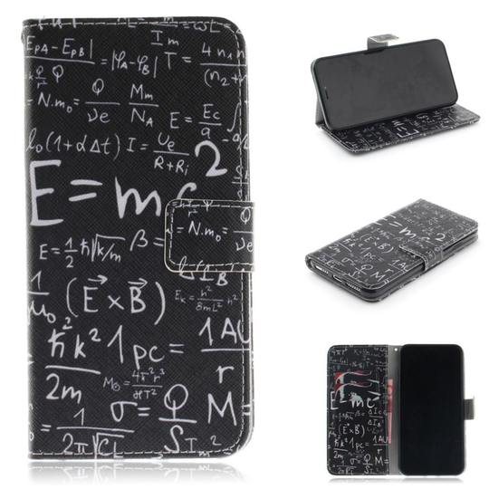 iPhone 9 Plus Lompakko Suojakotelo Kuviollisella Synteetti Nahalla - Matemaattiset Kuviot