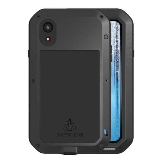 iPhone Xr LOVE MEI iskukestävä kolme kerroksinen hybriidi suojakuori - Musta