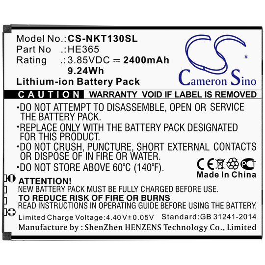 Nokia 1 Plus (TA-1130) yhteensopiva akku 2400mAh