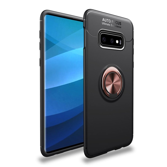 Samsung Galaxy S10 Plus takatuellinen suojakotelo rengaspidikkeellä - Musta / Punakulta