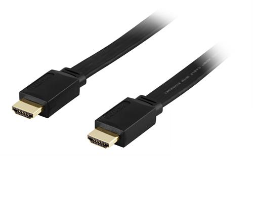 Flat HDMI-kaapeli, HDMI High Speed With Ethernet, 4K, Ultra HD, 19-pin Uros-uros, Ultra HD 4Kx2K, Et