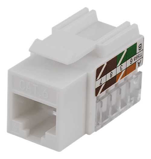 UTP Cat6 Keystone Liitin, Ei-suojattu, 90 Astetta 22-26AWG, "Tool-free"