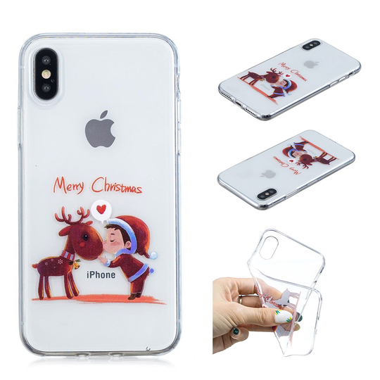 iPhone Xs Max joulu kuviollinen silikooni muovinen joustava takasuoja kuori - Jouluporo ja Poika