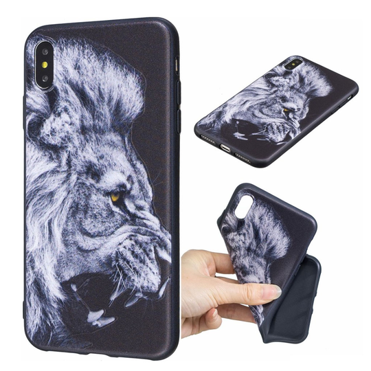 iPhone Xs Max Pehmeä joustava silikooni muovinen kuviollinen takasuoja kuori - Leijona