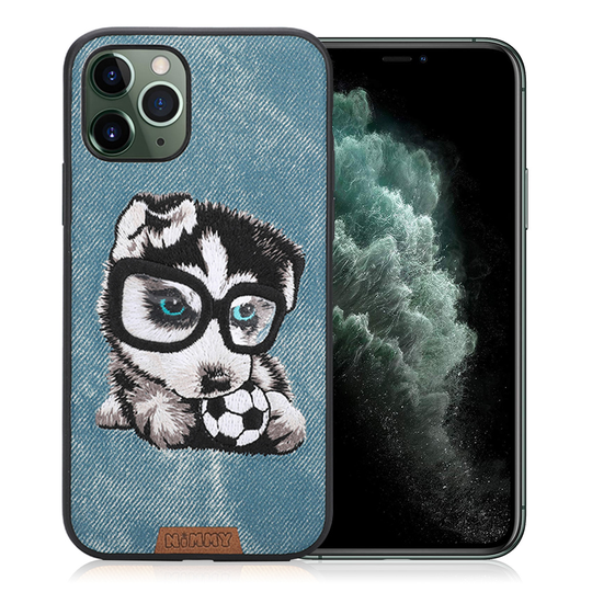 Nimmy Cute Pet iPhone 11 Pro Max Embroidered Cover - Blue