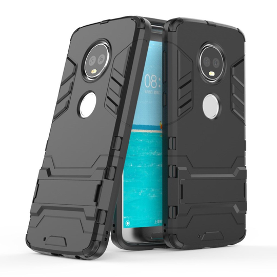 Motorola Moto G6 Muovi + TPU Hybriidi puhelinkuori missä Kickstand - Musta