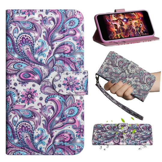 Motorola Moto G7 Power patterned leather case - Colorized Flowers