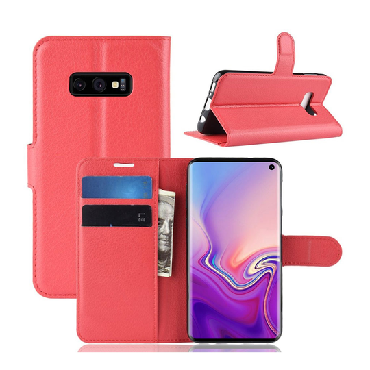 Samsung Galaxy S10e litsi nahkainen flip Suojakotelo - Punainen