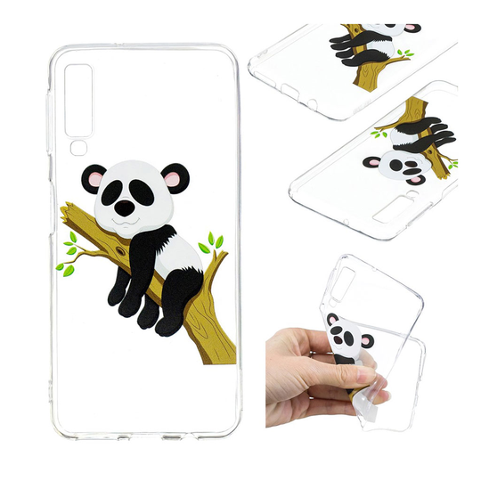 Samsung Galaxy A7 (2018) kuviollinen pehmeä silikooni muovinen takasuoja kuori - Panda Puussa