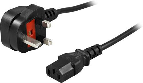 Laitekaapeli, Britannia, Kytketään Laitteen Ja Pistorasian Välille, BS 1363 Kulmaliitin - IEC 603