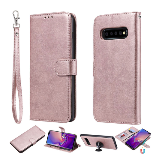 Samsung Galaxy S10 Plus irroitettava nahkainen suojakotelo - Pinkki