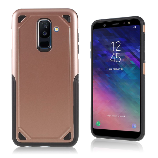 Samsung Galaxy A6 Plus PC ja TPU Karu Pintainen Takaosa Suojakuori - Ruusu Kulta