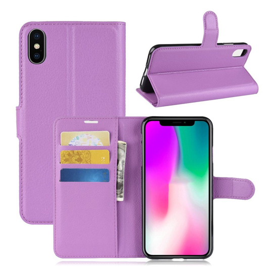 iPhone Xr Liitsihedelmä Jyväinen Lompakko Suojakotelo Synteetti Nahasta - Violetti