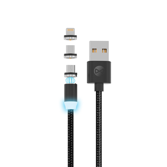 Forever Core 3in1 Magneettinen latauskaapeli 2 5A 1m musta